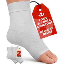 KEMFORD Ankle Compression Sleeve - 1-Pair, Plantar Fasciitis Braces - Open Toe Compression Socks for Swelling, Sprain, Neuropathy, Foot Arch Support for Men and Women - 20-30mmhg, XL, Grey