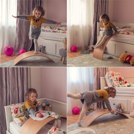 NUTTY TOYS Montessori Wooden Wobble Board for Kids & Adults - 35" 100% Natural Wood Balance Board Toddler Balancing Toy Unique Boy & Girl Open Ended Toy Best Christmas Stocking Stuffer Gifts Idea 2025