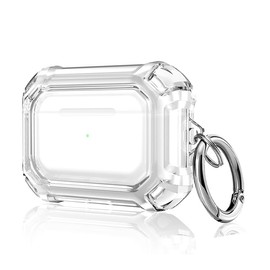 OwnestX AirPods Pro 2 Case, Clear, Transparent, Stylish, LED Visible, Anti-Scratch, Full Protection, Shock Absorption, Shock Resistant, Includes Carabiner