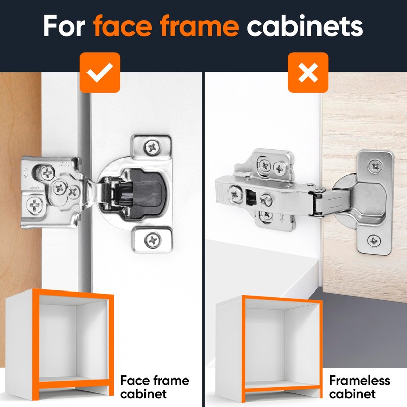 Decobasics 60 Pack Soft Close Cabinet Hinges – 1/2" Overlay