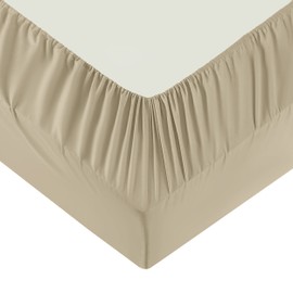 Moonlight Bedding King Size Fitted Sheets - 25cm Deep King Beige Fitted Bed Sheets - Soft Brushed Fabric Shrinkage, Wrinkle free And Fade Resistant Easy Care Bed Sheet (152 x 200 Cm)