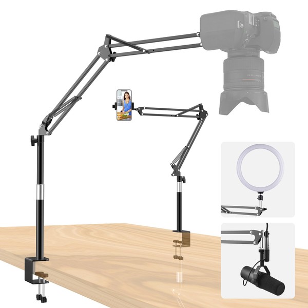 Taisioner Overhead Camera Mount Desk Stand Vertical Telescopic Alloy Pole