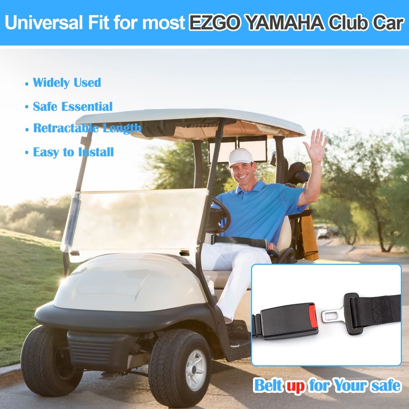 Dewkake Golf Cart Seat Belts Kit, 2pcs Universal Retractable Front