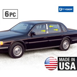 TYGER For 88-94 Lincoln Continental 6PC Stainless Steel Chrome Pillar Post Trim