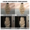 7JHH WIGS Long Wavy Ashblonde Middle Part Wig with Curtain