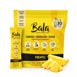 BALA BALA Enzyme Hydration & Sugar-Free Electrolyte Drink Mix - Turmeric, Bromelain, Papain - Recovery, Immunity, Mobility - Pineapple 0.25oz (30 Count)