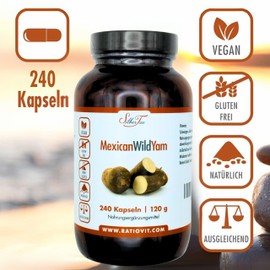 Silbertau Mexican Wild Yam Wurzel Kur C 240 vegane Kapseln C reines Yamswurzelpulver C kein Extrakt C ohne Zusatzstoffe C Dioscorea villosa C glutenfrei & laktosefrei
