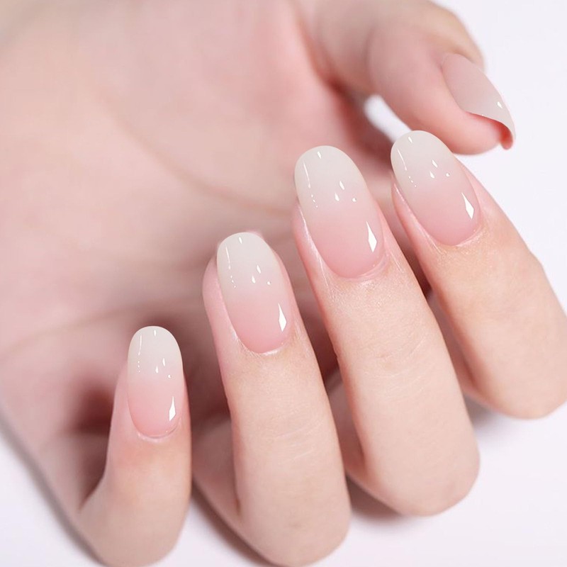 Gozina 24 Fake Nail Short, Rosa Gradient Fake Nail Aufkleber,