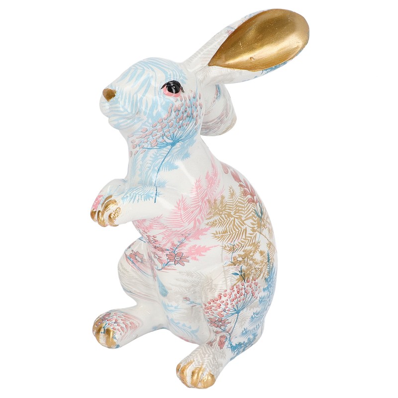 Rabbit Statue Nordic Style Handcrafted Painted Resin Rabbit Desktop Ornament