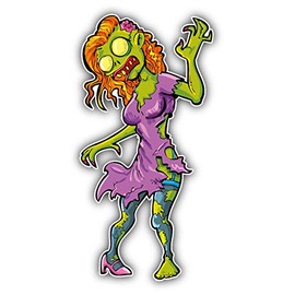 Zombie Girl Cartoon Window Truck Car Bumper Sticker Decal 3" x 6"