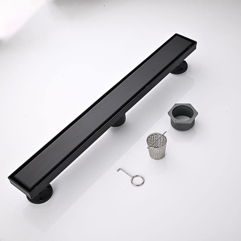 AVSIILE Linear Shower Floor Drain, Black 24 Inch 304 Stainless