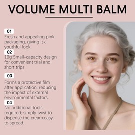 Volumen de colágeno rosa Bálsamo múltiple, barra facial antienvejecimiento multiusos, arrugas de líneas finas suaves, bálsamo hidratante nutritivo para el cuidado de la piel para la cara (2 piezas)