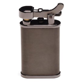 Kiribi Kabuto Japanese Pipe Lighter - Soft Angled Flame, Adjustable, Uses Flint & Butane, Travel Friendly, Flip Top, Small Pocket Size (Short Black Nickel)