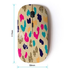 KawaiiMouse [ Optical 2.4G Wireless Mouse ] Teal Gold Leopard Animal Pattern Cheetah