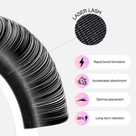 Curacoro Laser Flat Lash Extensions – Lightweight & Long-Lasting Flat Lashes with Laser-Enhanced Adhesion | True Black C, CC, D Curl 7–15mm Eyelash Extensions for Professionals