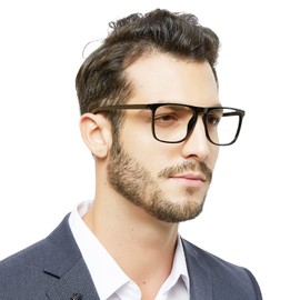 OCCI CHIARI Bifocal Blue Light Glasses 2.5 Mens Large Blue Light Blocking Glasses Large Bifocal Glasses for Men Spring Hinge (Black, 250)