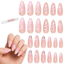 24Pcs Halloween Nails, Ghost Short Halloween False Press on Nails with Glue