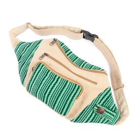 Freakmandu Eco-Friendly Boho Hippie Style Hemp Fanny Pack White Hip Waist Bag for Hiking Running Jogging