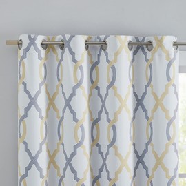 UGOUTRY Yellow Grey Moroccan Full Blackout Curtains 95 Inch Length, Thermal Insulated Grommet Window Treatments for Living Room, Thermal Drapes 2 Panels Set, 52'' W