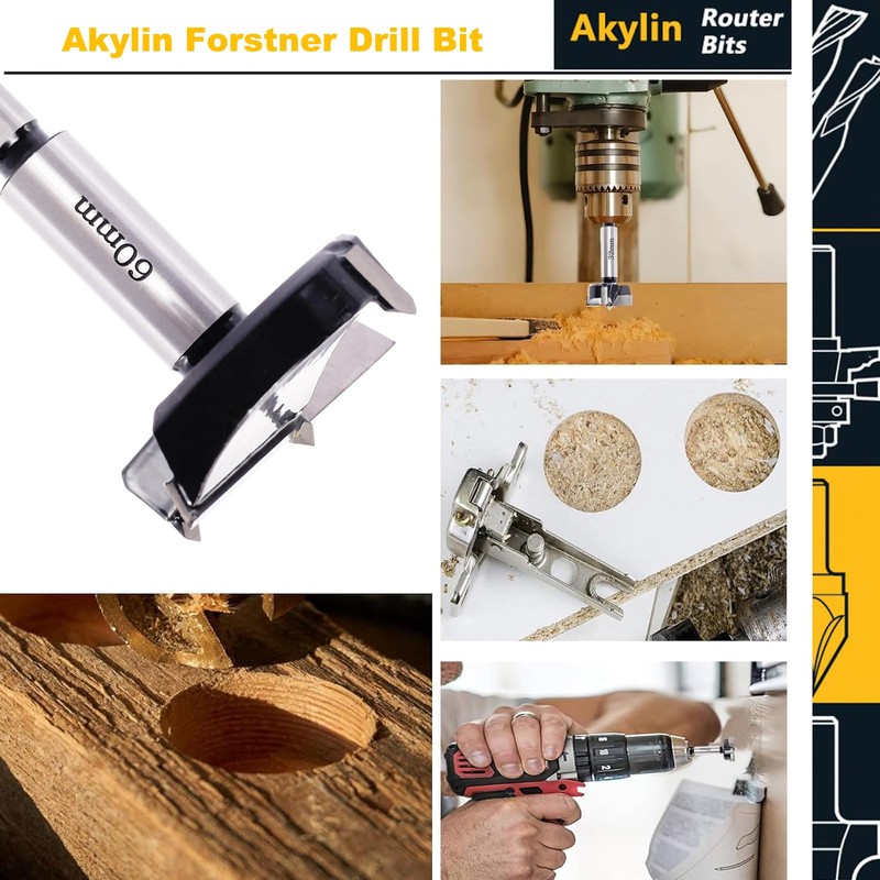 Akylin Forstner Drill Bit 60mm - Carbide Tipped Forstner Bit
