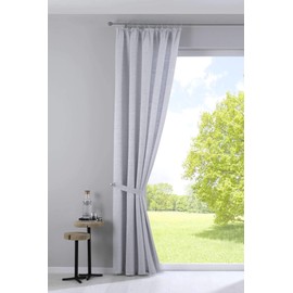Gardinenbox 20190350 Curtain with Jacquard Pattern and Effect Yarn H x W 254 x 140 cm Aqua Sivas Opaque Concealed Loops and Ruffle Tape Modern Look