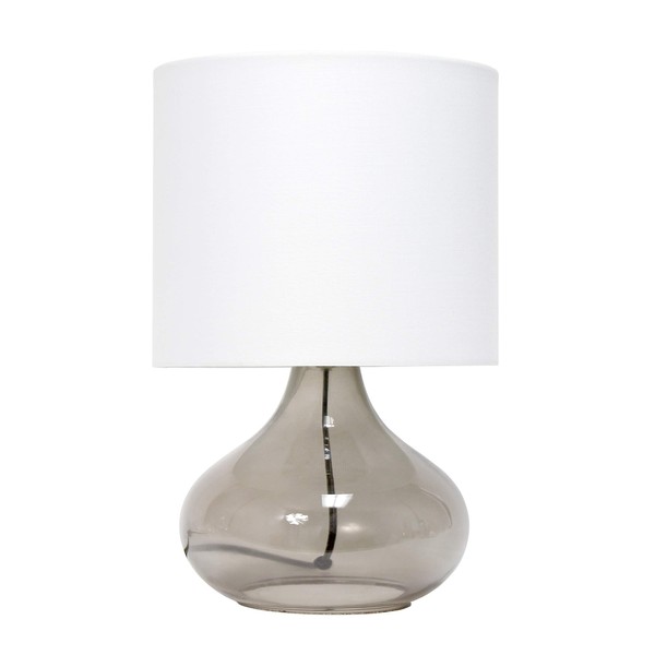 Simple Designs LT2063-SMW Small Glass Raindrop Bedside Table Lamp with