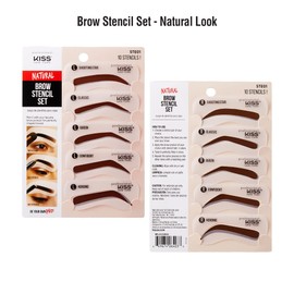 Kiss New York Instant Eye Brow Stencil Kit 5 Different Designs 10 Stencils Easy to Use Quick Finish (Stencil-Natural) (Stencil only)