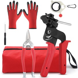 Lanties 6 Pcs Stainless Steel Zip Tie Gun Kit Include Ties Gun Industrial Scissors for Chain Link Fence Parts Wire Fence Rolls Exhaust Wrap Poultry