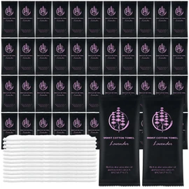 twoworld Moist Cotton Towel Bulk Moist Towelettes Individually Wrapped,White Towel Services,Refreshment Pre Moistened Towels for Dentist Travel Sport Party Hotel Lavender,200)