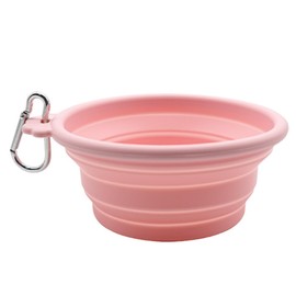 NASSIA 犬 水飲み 携帯用 折りたたみ式 ペット給水器 350ML ペットボウル カラビナ付き 給水器 給餌器 旅行用 (ピンク, 12.6*5.4cm)