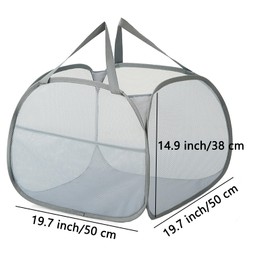 Kimmama Laundry Baskets, Foldable Pop-Up Mesh Collapsible Hamper with Side Pocket, Handle, Removable Clothes Storage Bin for College Dorm, Bathroom, Kid Room, Travel, 95L (50x50x38 CM, Grey)