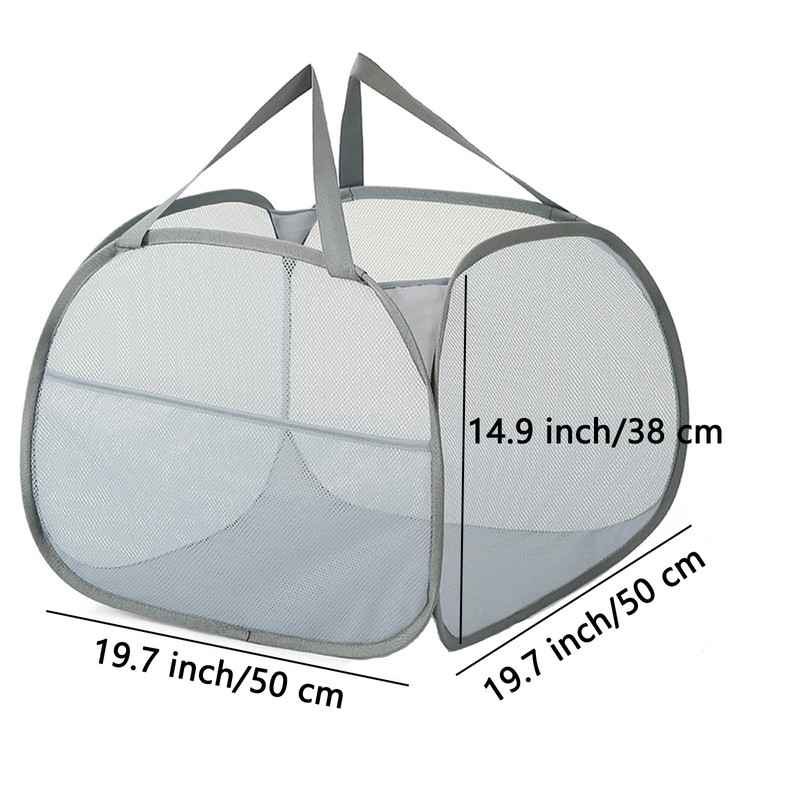 Kimmama Laundry Baskets, Foldable Pop-Up Mesh Collapsible Hamper with Side