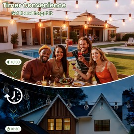 Svater Solar Outdoor String Lights 50 FT, G40 Patio Lights Shatterproof Dimmable Vintage Edison Bulbs, Solar Powered Weatherproof Light for Patio, Backyard, Garden, Bistro, Warm White