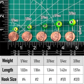 Dr.Fish 10 Pack 3D Eye Fishing Jig Heads Ball Swimbait Jig Saltwater Freshwater Bass Walleye Fishing Hooks Crappie Trout 1/8oz Firetiger
