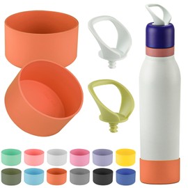 2pcs Silicone Boot for Owala FreeSip Twist Water Bottle 24oz,Applicable Anti-Slip Protective Sleeve for Owala FreeSip Twist,Anti-Slip Bottom Protective for Owala FreeSip Twist (2+2 Orange)