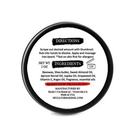 Skully's Beard Oil Dead Man Beard Balm 2 oz (Rosewood, jasmine, musk scented) Medium Hold Beard balm for Men, Deep Conditioning, Tames Flyaways, Promotes Healthy Beard Growth
