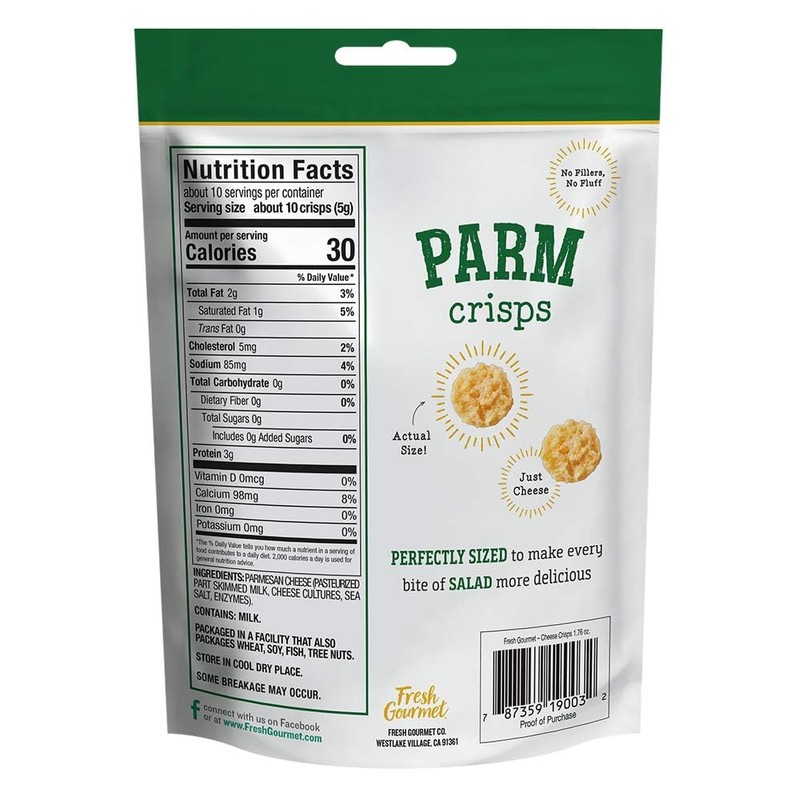 Fresh Gourmet Parmesan Cheese Crisps 1.76 Ounce (Pack of 4)