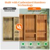 Piklohas Carbonized Bamboo Kitchen Silverwar Drawer Organizer,14.2 inch Length Natural