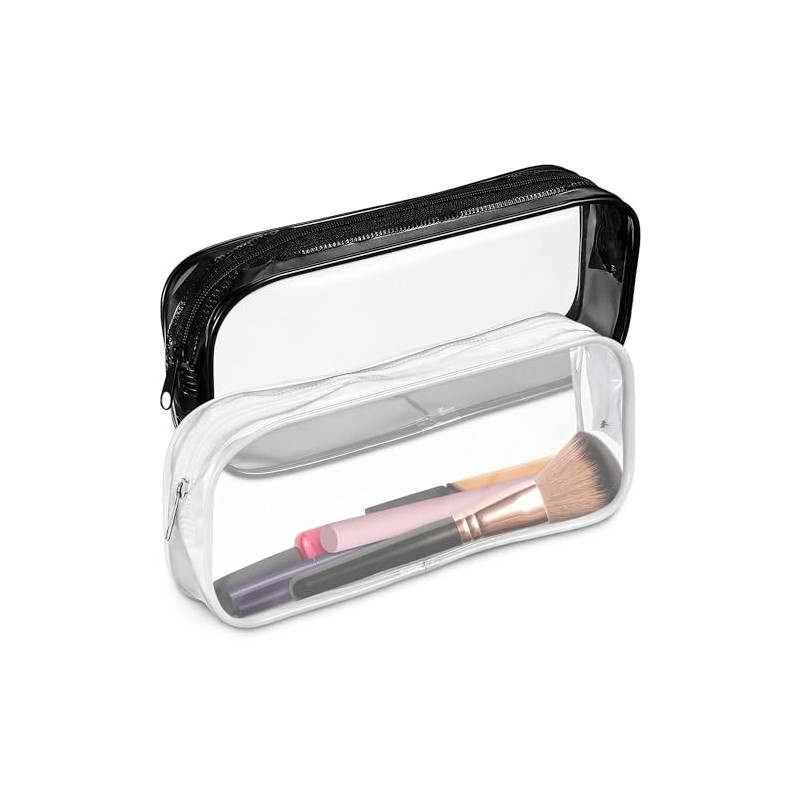 Compact Clear Makeup Bag - 2 Pack Waterproof Cosmetic Pouch