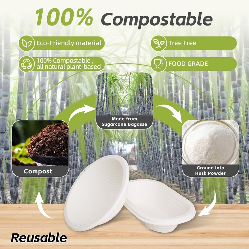 6pcs Round and Oval Pulp Bread Proofing Basket Sourdough Banneton