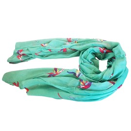 Fat-catz-copy-catz Large Soft Cotton Fashionable Hummingbird Bright Flying Birds Ladies Long Scarf, Shawl, Wrap, Sarong - Posted from London (green hummingbird)