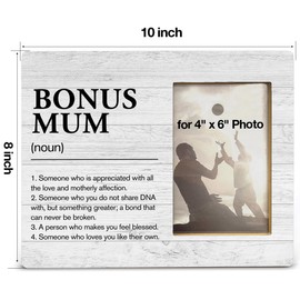 Yuzi-n Bonus Mum Gift From Stepson Stepdaughter, Stepmother Gifts, Gift for Stepmom Birthday Christmas Mother's Day, Bonus Mum Definition Wood Picture Frame for 4x6 Inches Photo