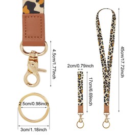 TUONYIS Pack of 4 Lanyard, Lanyard for Keys, Long Lanyard, Girls ID Lanyard, Leopard Print Lanyard for Keys, ID Cover (Leopard Pattern)