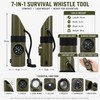 7-in-1 Survival Whistle Tool for Camping – Compact Compass, LED