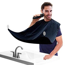 Beard Catcher - Large Beard Shaving Apron Cape with Suction Cups - Unique Gifts for Men Father Husband Grooming Trimming Cutting Cape by QpenguinBabiesÂ  (Black)
