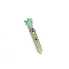 Jet International Green Aventurine Angel Chakra Wand Stick Approx. 6.5 inch Energized Charged Cleansed Programmed Pure Genuine Stick Free Booklet Crystal Therapy Image is JUST A Reference