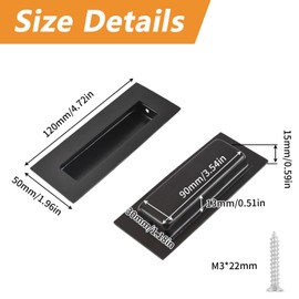 MOROBOR 2 Pack Flush Sliding Closet Door Pulls, Black Recessed Finger Pulls 4.7 Inch Length Sliding Door Handles Cabinet Drawer Rectangular Invisible Pull for Sliding Doors Closet and Drawers