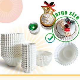 Gcardist Large Size White Cupcake Liners 200-Count Muffin Liners Food Grade Jumbo Baking Cups Paper No Smells (Large Size)