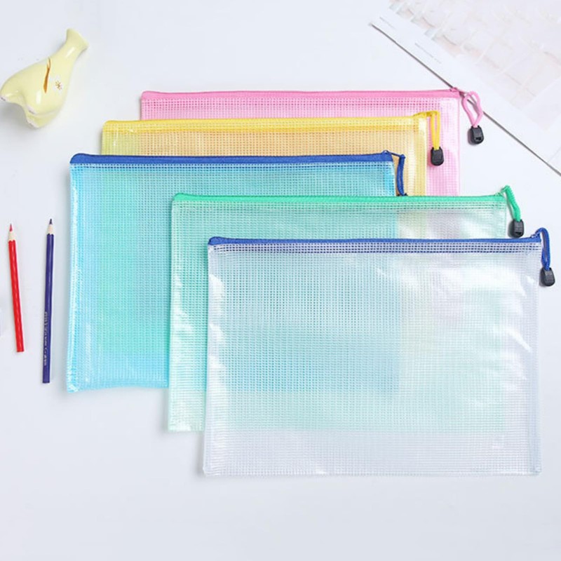 A5 10Pcs File Folder Plastic Wallets Zip Lock Bags Document