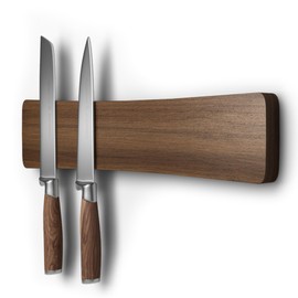 Magnetic Knife Holder for Wall, Acacia Wood Knife Magnetic Strip No Drill Knife Magnet Storage Bar Magnetic Tool Key Holder Strip for Kitchen Utensil Organizer (Dark Brown, 10 Inch)